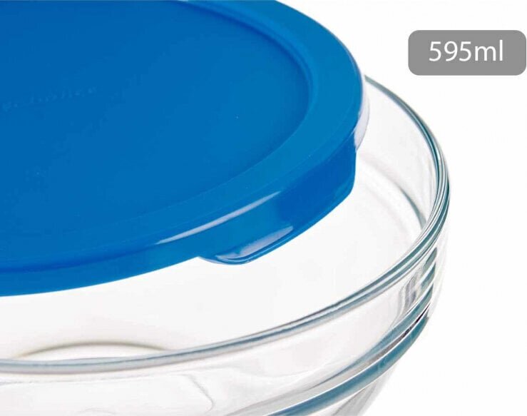 Pasabahce Round Lunch Box with Lid Chefs Blue 595 ml 14 x 6,3 x 14 cm (6 Units) hind ja info | Toidu säilitusnõud | kaup24.ee