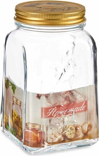 Pasabahce Jar Homemade Transparent Golden Metal Glass 1 L 9,8 x 17 x 9,8 cm (12 Units) цена и информация | Toidu säilitusnõud | kaup24.ee