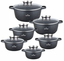 Komplekt 6 pot-marmorist pott 16/20/22/22/28/28 cm Zilner ZL-8526 hind ja info | Potid ja kiirkeedupotid | kaup24.ee