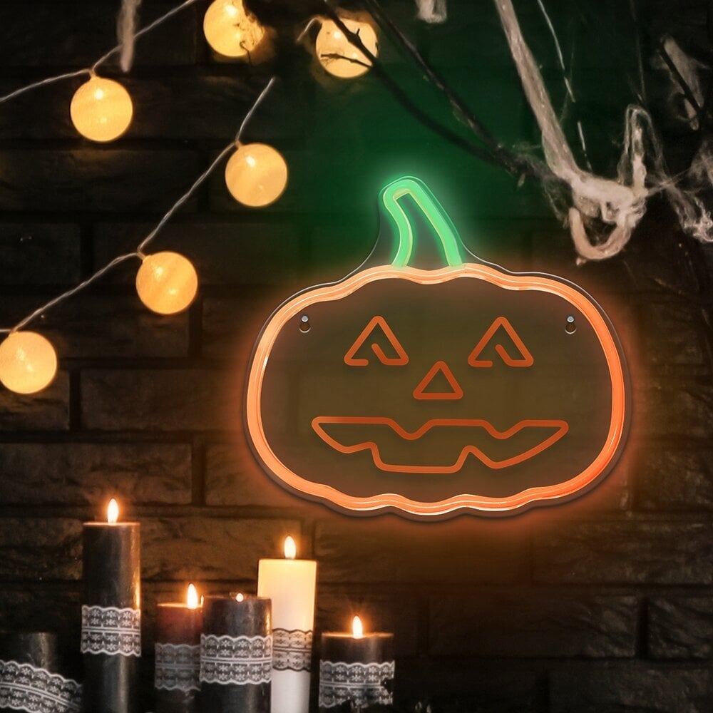 Neon PLEXI LED PUMPKIN WITH STEM orange green NNE13 Neolia hind ja info | Rippvalgustid | kaup24.ee