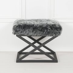 Pouffe Capraz Plush - Black, Grey цена и информация | Кресла-мешки и пуфы | kaup24.ee