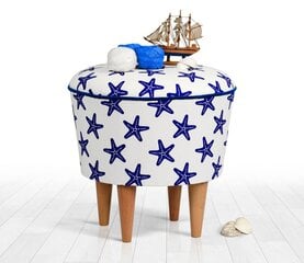 Pouffe Cunda v3 - Blue, White цена и информация | Кресла-мешки и пуфы | kaup24.ee