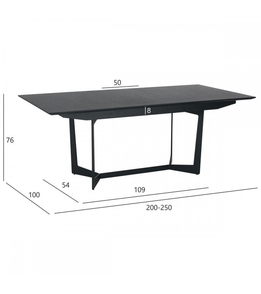 Pikendatav söögilaud Tokyo 200/250x100cm, must цена и информация | Köögi- ja söögilauad | kaup24.ee