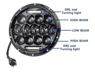 Harley, Jeep, Land Rover, Suzuki, Ford, Nissan, Lada Передняя фара 7" LED ближний, дальний свет, габариты, дневные ходовые огни 1шт цена и информация | Автомобильные лампочки | kaup24.ee