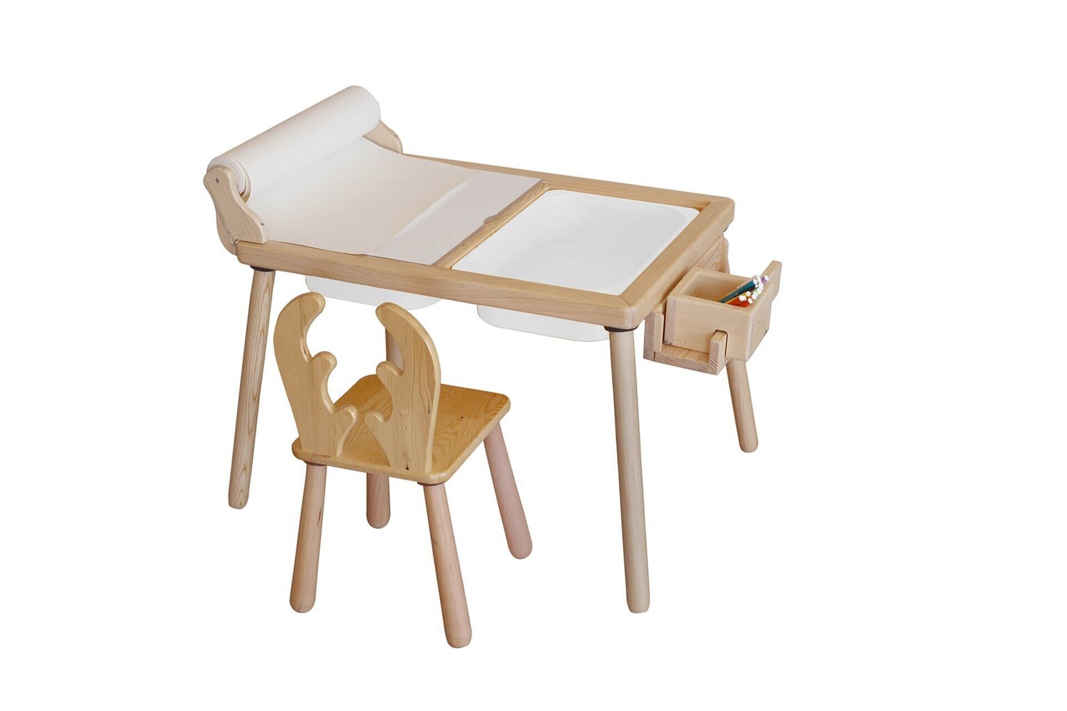 Vaiko stalo rinkinys Roll and Chair - White hind ja info | Laste lauad ja toolid | kaup24.ee