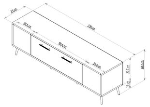 TV stalas Detas - Anthracite, Silver hind ja info | TV alused | kaup24.ee