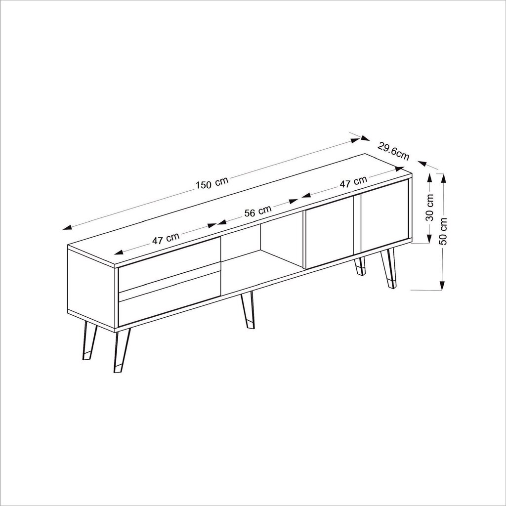 TV stalas Vania - White, Silver hind ja info | TV alused | kaup24.ee