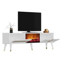 TV stalas Vania Fireplace - White, Gold цена и информация | Тумбы под телевизор | kaup24.ee