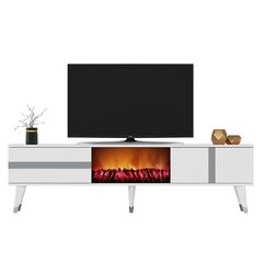 TV stalas Vania Fireplace - White, Silver цена и информация | Тумбы под телевизор | kaup24.ee