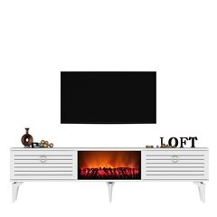 TV stalas Arona Fireplace - White цена и информация | Тумбы под телевизор | kaup24.ee