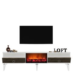 TV stalas Arona Fireplace - White, Walnut цена и информация | Тумбы под телевизор | kaup24.ee