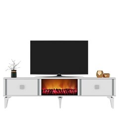 TV stalas Doruk Fireplace - White, Silver hind ja info | TV alused | kaup24.ee