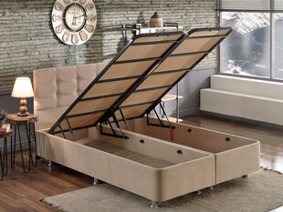 Dvigubos lovos pagrindas ir galvūgalis Polo - Light Brown (150 x 200) цена и информация | Кровати | kaup24.ee