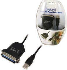 Kaabel-adapter LOGILINK AU003A LPT į USB 2.0 цена и информация | Кабели и провода | kaup24.ee