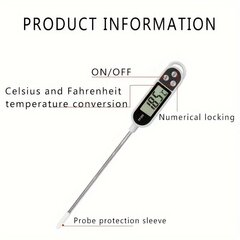 '1 tk, elektrooniline digitaalne termomeeter, toidutermomeeter, grillõli termomeeter, tagasivooluvee termomeeter, toatemperatuur, elektrooniline piimapulbri termomeeter, elektrooniline termomeeter, piimatermomeeter, köögiriistad (ilma akuta)' hind ja info | Köögitarbed | kaup24.ee