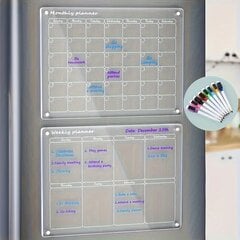 '1/2 komplekt, külmiku magnetkalender, akrüülplaadist magnetiline külmikukalender, pliiatsiga magnetkalender, külmkapi kalender, magnetiline kuivkustutuskalender, külmkapi planeerijate nädalaplaan, külmkapi tarvikud' hind ja info | Köögitarbed | kaup24.ee