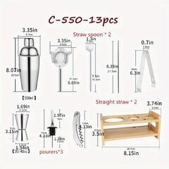 '13 шт./компл. Бостонский шейкер из нержавеющей стали, набор миксера для бармена' цена и информация | Столовые и кухонные приборы | kaup24.ee