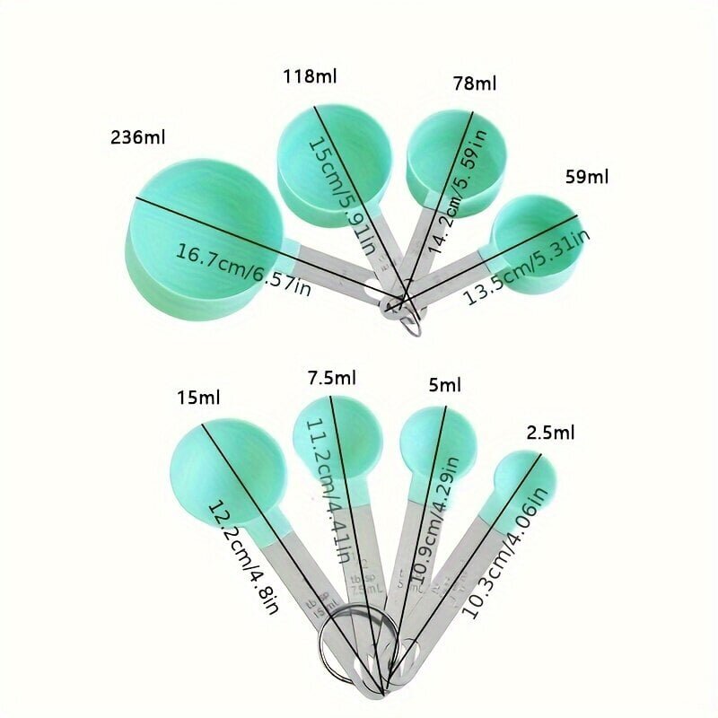 '8tk/komplekt, Mõõdulusikas ja mõõtelusikas, Roostevabast terasest käepidemega multifunktsionaalne plastikust mõõtelusikas, Mõõtelusikas, Mõõdulusikakomplekt, Küpsetustööriist toiduvalmistamiseks ja küpsetamiseks, Kodutarbed, Koolitarbed' hind ja info | Köögitarbed | kaup24.ee