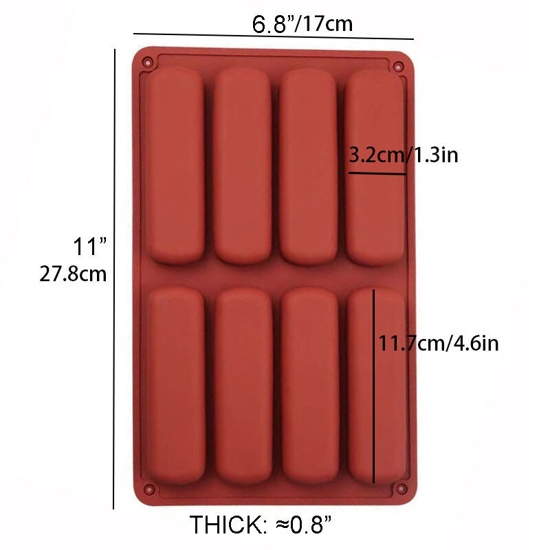 '1tk Silikoonist Eclair vorm (27,94 cm x 17,27 cm) Twinkie koogivorm Sõrmekujuline silindriline silikoonist küpsetusplaadid Seebivaik Šokolaad Küpsetustööriistad Köögiseadmed Kööginõud Kodukööginõud' hind ja info | Köögitarbed | kaup24.ee