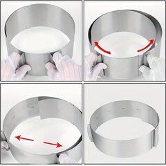 '1tk 15,24-30,48cm Reguleeritav roostevabast terasest koogivormi rõngas ümmargune koogivorm koogi vahurõngas rõngasvorm DIY küpsetuskondiitri tööriistad' hind ja info | Köögitarbed | kaup24.ee