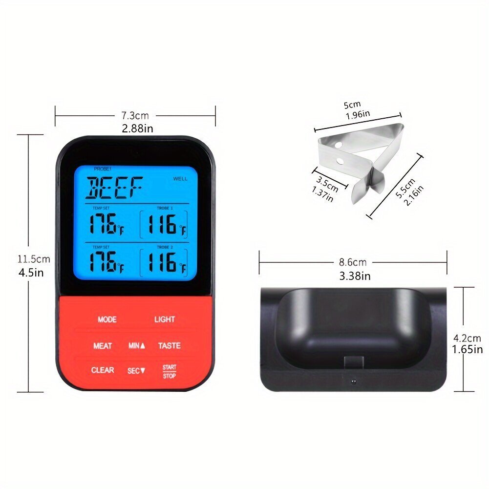 '1 komplekti digitaalne toidutermomeeter, juhtmevaba BBQ lihatermomeeter 230 jalga/70 m kaugtsooniga digitaalne küpsetustermomeeter koos häirefunktsiooniga ahju BBQ kööginõude jaoks' hind ja info | Köögitarbed | kaup24.ee