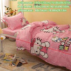 'Hello Kitty 4-osaline voodipesukomplekt, multifilmi armas voodipesu, (1 * tekikott + 2 * padjapüür, 1 * lina), pehme ja vastupidav voodipesu magamistuppa' hind ja info | Beebide ja laste voodipesu | kaup24.ee