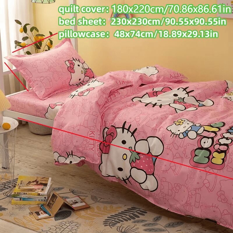 Hello kitty laste voodipesukomplekt, 180x220 cm, 4 osa цена и информация | Beebide ja laste voodipesu | kaup24.ee