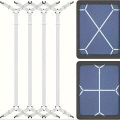 '4 tk. Linahoidja rihmad Risti – linad hoiavad riidepuud, hoiab õiges või lamedas linas – Twin Queen Kingi madratsihoidjatele Elastsed klambrid Klambrid Kinnitused' hind ja info | Voodipesu | kaup24.ee