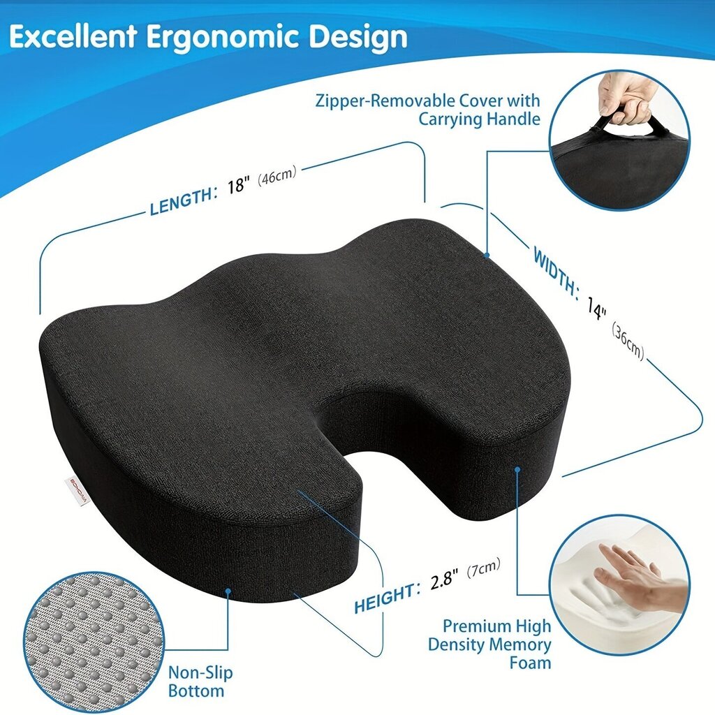 '1pc ɖe coccyx kple asike ƒe vevesese dzi kpɔtɔ kple ŋkuɖodzi foam zikpui cushion na aƒeme' цена и информация | Padjad | kaup24.ee