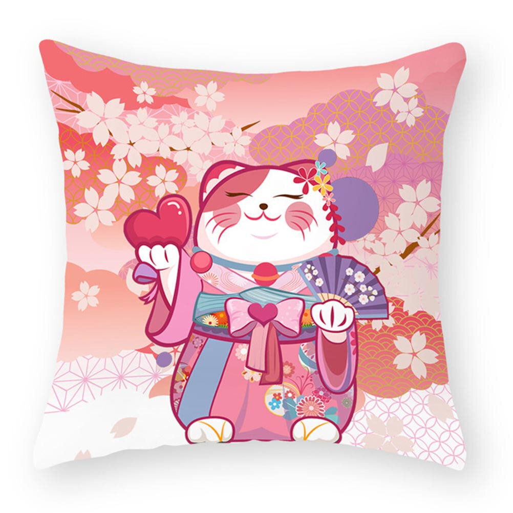 '1tk Anime Fortune Cat diivanipadja kate polüestrist Lucky Cat diivani padjakatted ilma padjavaheta 43,99*43,99 cm' цена и информация | Voodipesu | kaup24.ee