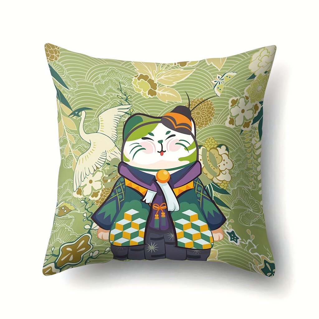 '1tk Anime Fortune Cat diivanipadja kate polüestrist Lucky Cat diivani padjakatted ilma padjavaheta 43,99*43,99 cm' цена и информация | Voodipesu | kaup24.ee