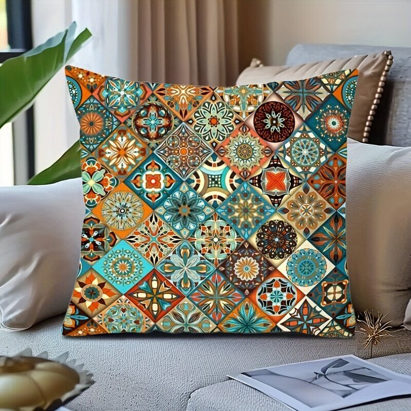 '1tk, Bohemian Style Mandala padjakate 44,96x44,96 cm Särav, stiilne, kergesti hooldatav dekoor diivanile, voodile Veel pulma-sünnipäevateemalisi peotarbeid, puhkusetarvikuid padjavahetükk.' цена и информация | Voodipesu | kaup24.ee