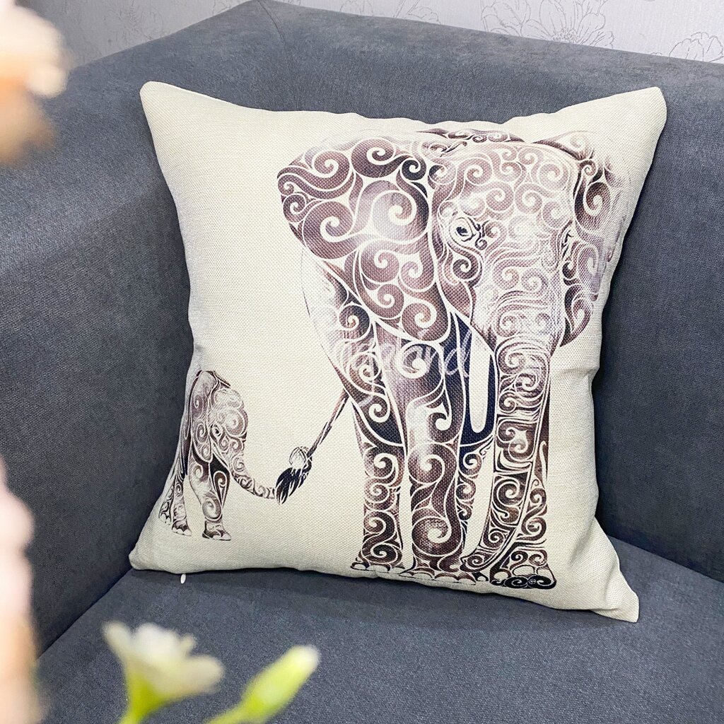 'Bohemian Elephant padjakatted 17" x 18" linasegune geomeetrilise mustriga dekoratiivsed lukuga padjakatted, ainult käsitsi pestav – ühele küljele trükitud kodu, diivani, magamistoa, talukaunistuseks – 1 tk (sisustus ei kuulu komplekti)' цена и информация | Voodipesu | kaup24.ee