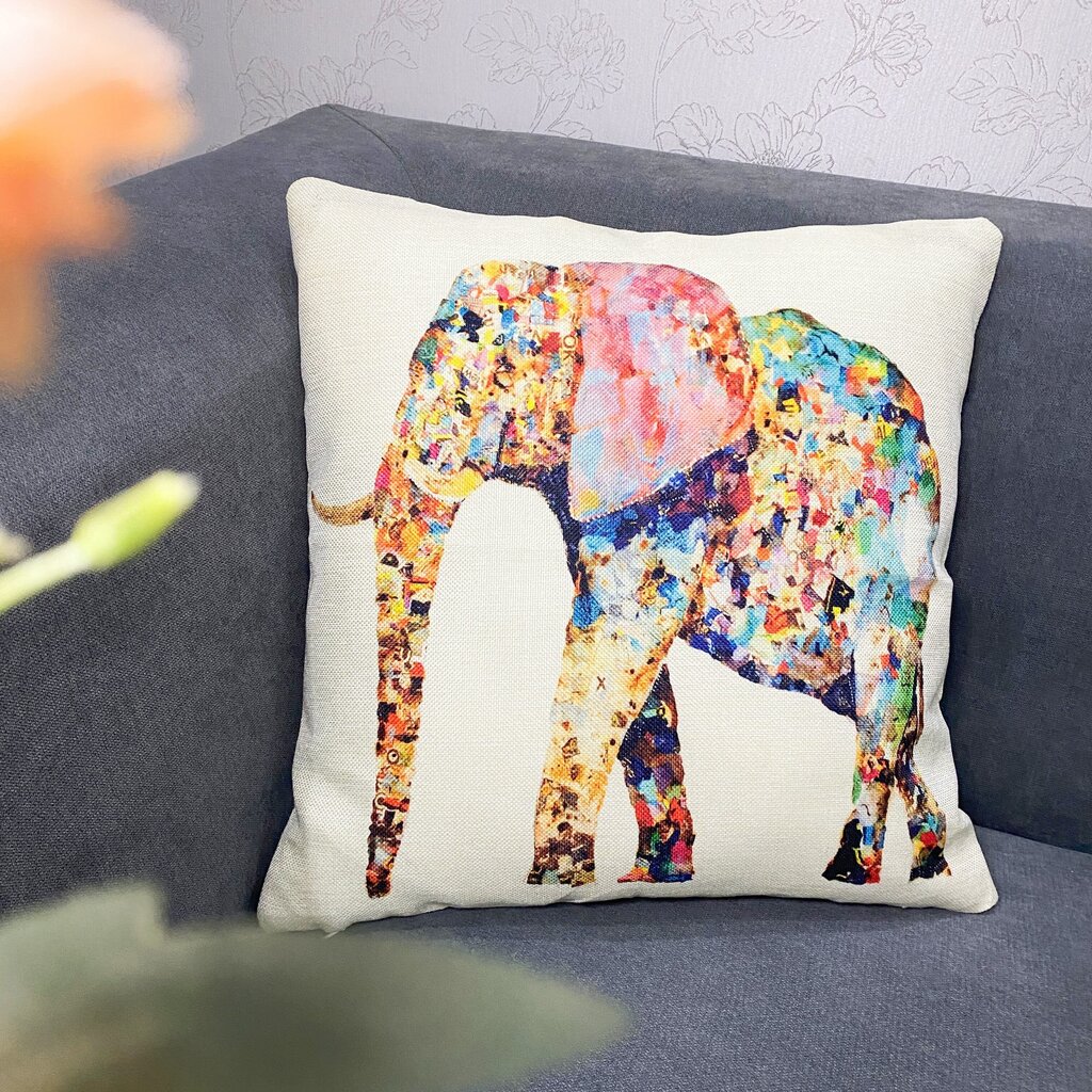 'Bohemian Elephant padjakatted 17" x 18" linasegune geomeetrilise mustriga dekoratiivsed lukuga padjakatted, ainult käsitsi pestav – ühele küljele trükitud kodu, diivani, magamistoa, talukaunistuseks – 1 tk (sisustus ei kuulu komplekti)' цена и информация | Voodipesu | kaup24.ee