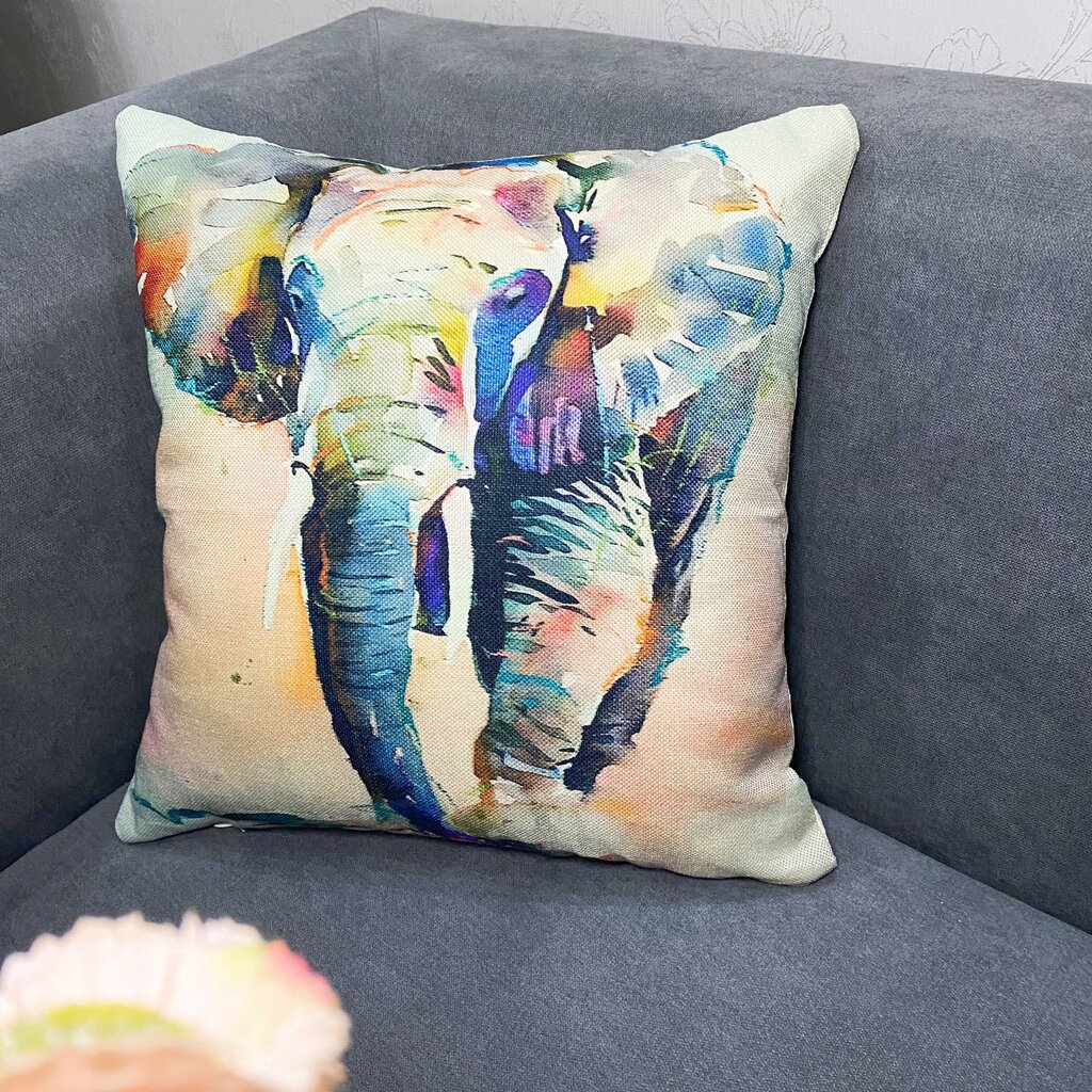 'Bohemian Elephant padjakatted 17" x 18" linasegune geomeetrilise mustriga dekoratiivsed lukuga padjakatted, ainult käsitsi pestav – ühele küljele trükitud kodu, diivani, magamistoa, talukaunistuseks – 1 tk (sisustus ei kuulu komplekti)' цена и информация | Voodipesu | kaup24.ee