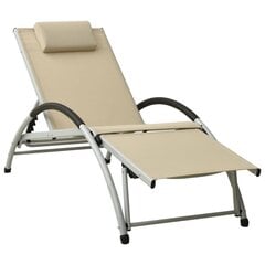 310530 vidaXL Sun Lounger with Pillow Textilene Cream цена и информация | Шезлонги | kaup24.ee