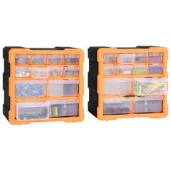 vidaXL mitme sahtliga organiseerija 12 sahtliga 2 tk 26,5 x 16 x 26 cm цена и информация | Ящики для инструментов, держатели | kaup24.ee