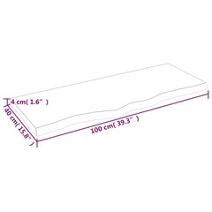 vidaXL seinariiul, helepruun, 100 x 40 x 4 cm, töödeldud tammepuit hind ja info | Riiulid | kaup24.ee