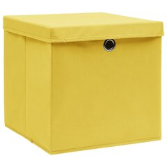 vidaXL hoiukastid kaantega 10 tk, kollane, 32 x 32 x 32 cm, kangas hind ja info | Hoiukastid ja -korvid | kaup24.ee