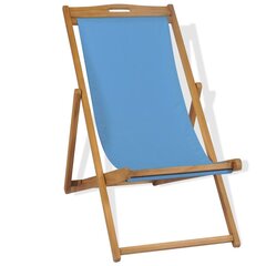 vidaXL päevitustool, tiikpuust, 56 x 105 x 96 cm, sinine hind ja info | Päevitustoolid | kaup24.ee