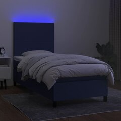 vidaXL kontinentaalvoodi madrats ja LED, sinine, 90x190 cm, kangas цена и информация | Кровати | kaup24.ee