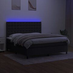 vidaXL kontinentaalvoodi madratsiga, LED, must, 160x200 cm, kangas цена и информация | Кровати | kaup24.ee