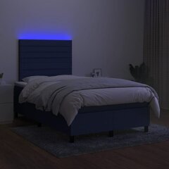 vidaXL kontinentaalvoodi madratsiga ja LED, sinine, 120x200 cm, kangas цена и информация | Кровати | kaup24.ee