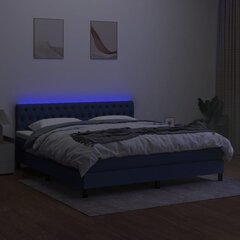 vidaXL kontinentaalvoodi madrats ja LED, sinine, 160x200 cm, kangas цена и информация | Кровати | kaup24.ee