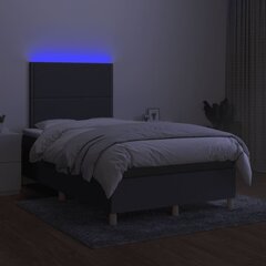 vidaXL kontinentaalvoodi madratsiga ja LED, tumehall, 120x200 cm, kangas цена и информация | Кровати | kaup24.ee