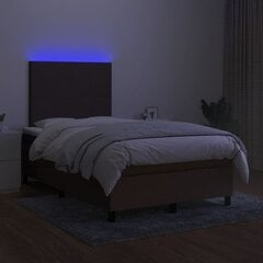 vidaXL kontinentaalvoodi madratsiga ja LED, tumepruun, 120x200 cm, kangas цена и информация | Кровати | kaup24.ee