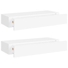 vidaXL sahtlitega seinariiulid, 2 tk, valge, 60x23,5x10 cm MDF цена и информация | Полки | kaup24.ee