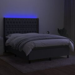 vidaXL kontinentaalvoodi madratsi ja LED-valgustusega, tumehall, 140x190 cm, kangas цена и информация | Кровати | kaup24.ee