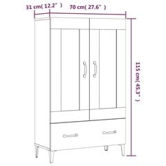 vidaXL kõrge kapp, valge, 70 x 31 x 115 cm, tehispuit цена и информация | Комоды | kaup24.ee