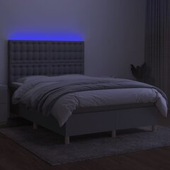 vidaXL kontinentaalvoodi madratsiga ja LED, helehall, 140x200 cm, kangas цена и информация | Кровати | kaup24.ee